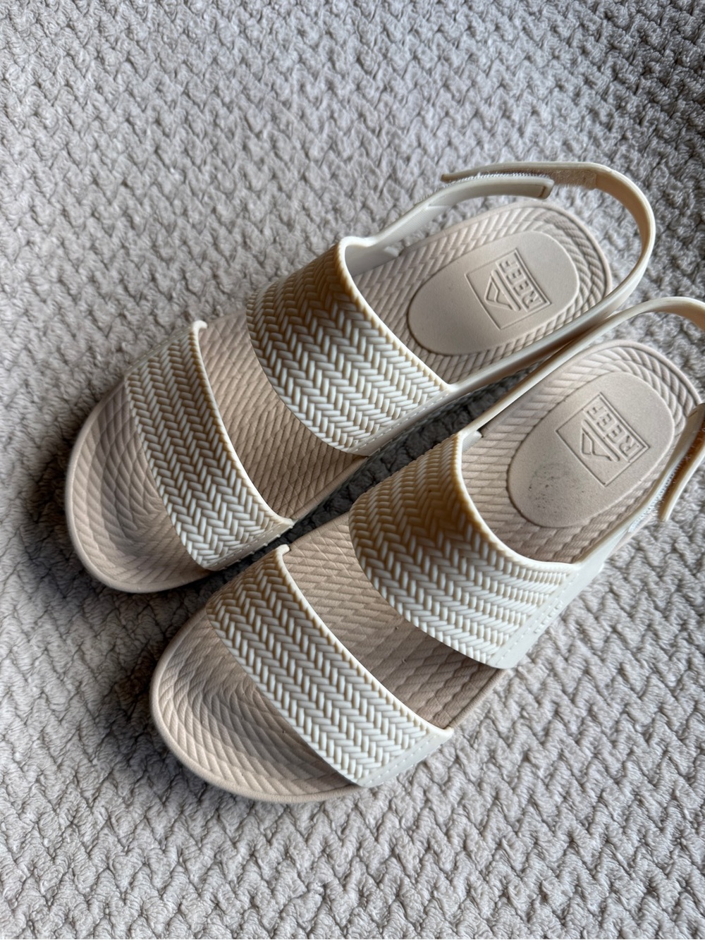 Reef Cream Textured Slingback Sandals